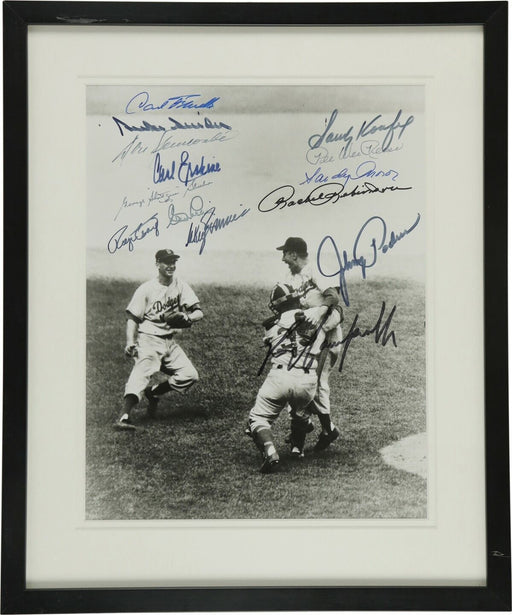 1955 Brooklyn Dodgers W.S. Champs Team Signed 16x20 Photo Koufax Campanella PSA
