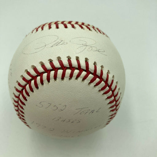 Pete Rose Signed Heavily Inscribed STAT Major League Baseball RJ Hologram