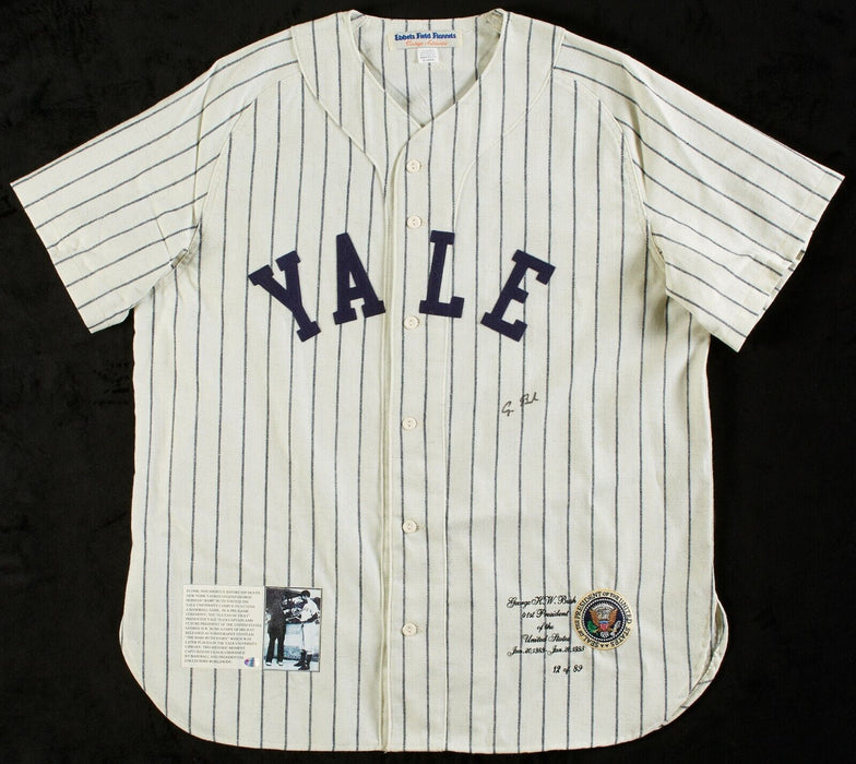 President George H.W. Bush Signed Yale Baseball Jersey With Beckett COA