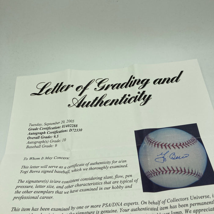 Yogi Berra Signed Major League Baseball PSA DNA Auto Graded 10 GEM MINT