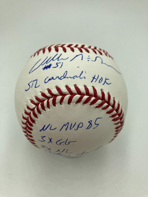 Willie McGee Signed Heavily Inscribed STAT Baseball JSA Certified