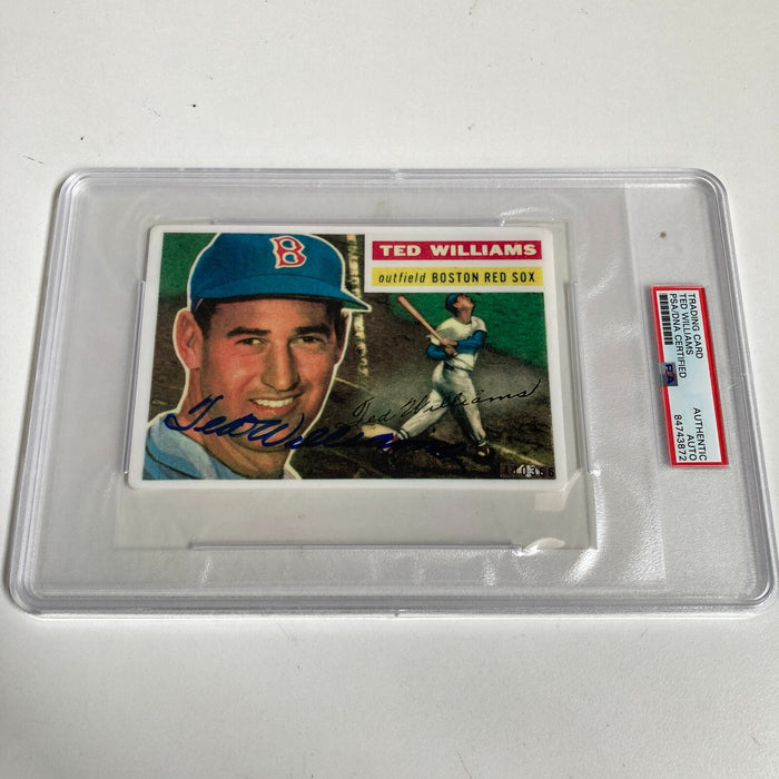 Beautiful 1956 Topps Ted Williams Signed Large Porcelain Card PSA DNA COA