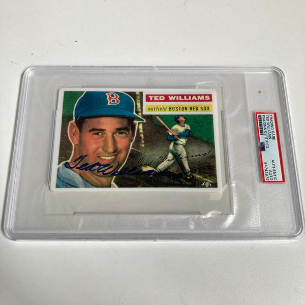 Beautiful 1956 Topps Ted Williams Signed Large Porcelain Card PSA DNA COA