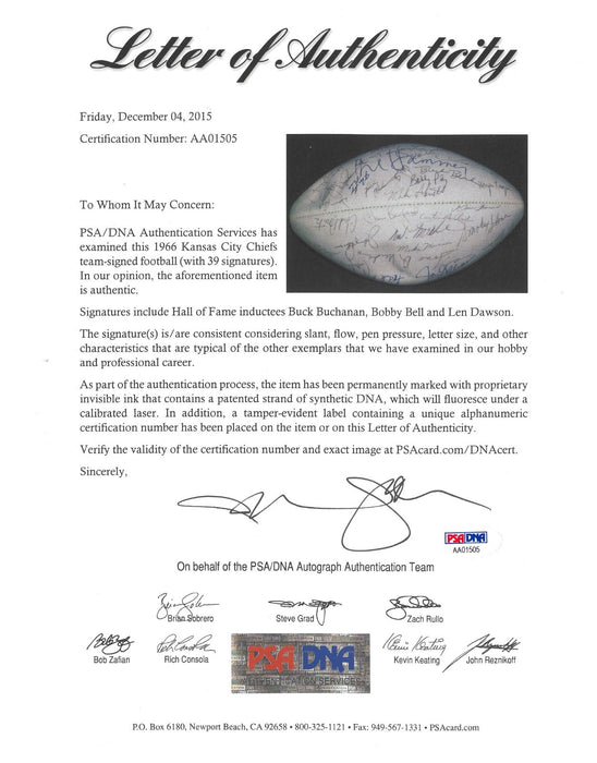 1966 Kansas City Chiefs AFL Champs Team Signed Spalding Game Football PSA DNA