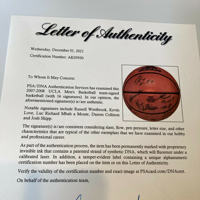 2007-08 UCLA Bruins NCAA Champs Team Signed Basketball With PSA DNA COA