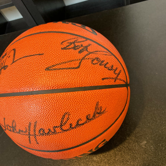 Red Auerbach John Havlicek Bob Cousy Celtics Legends Signed Basketball JSA COA