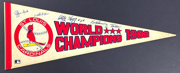 1982 St. Louis Cardinals World Series Champs Team Signed Baseball Pennant BAS