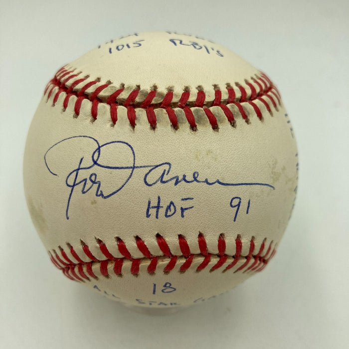 Rod Carew Signed Heavily Inscribed Career STAT Baseball Reggie Jackson COA