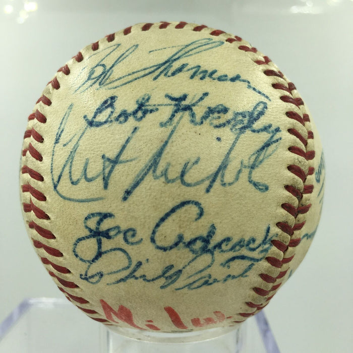 Beautiful 1955 Milwaukee Braves Team Signed Baseball Hank Aaron JSA COA