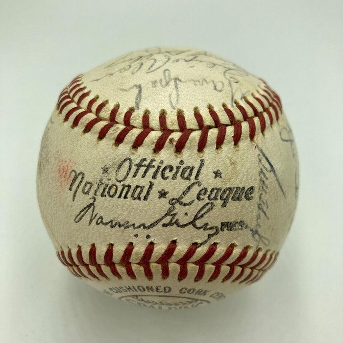 1964 Milwaukee Braves Team Signed NL Baseball With Hank Aaron JSA COA