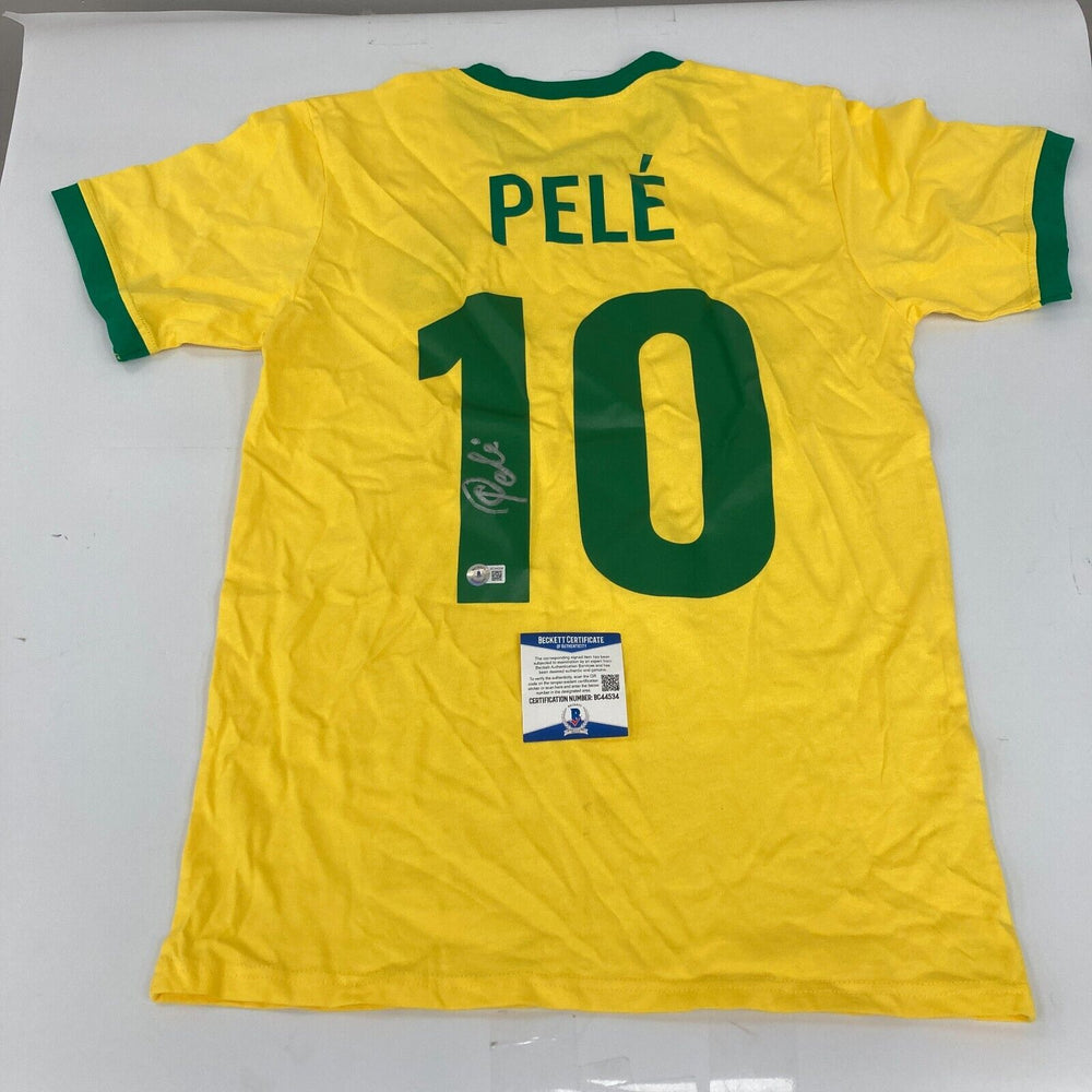 Pele Signed Autographed Brazil Soccer Jersey With Beckett COA