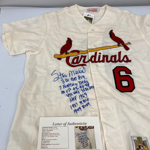 Stan Musial Signed Heavily Inscribed STATS St. Louis Cardinals Jersey JSA COA