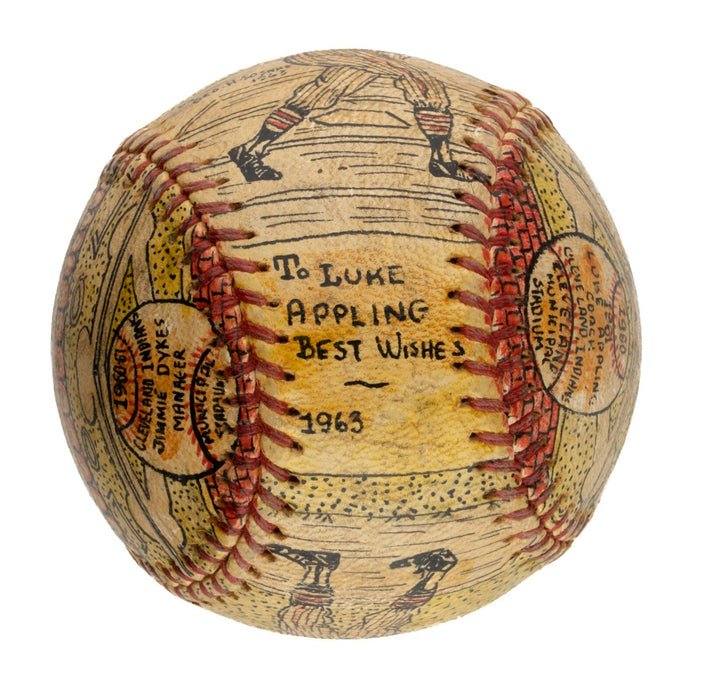 Beautiful Luke Appling Hand Painted George Sosnak Folk Art Signed Baseball
