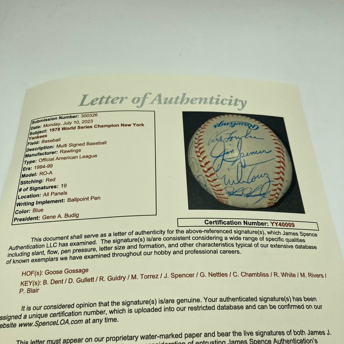 1978 Yankees World Series Champs Team Signed Baseball JSA COA
