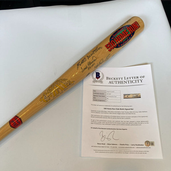 Willie Mays Hank Aaron 500 Home Run Club Signed Cooperstown Baseball Bat Beckett