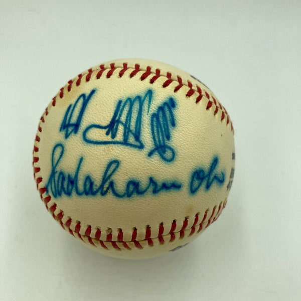 Hank Aaron & Sadaharu Oh Signed Vintage National League Baseball With JSA COA