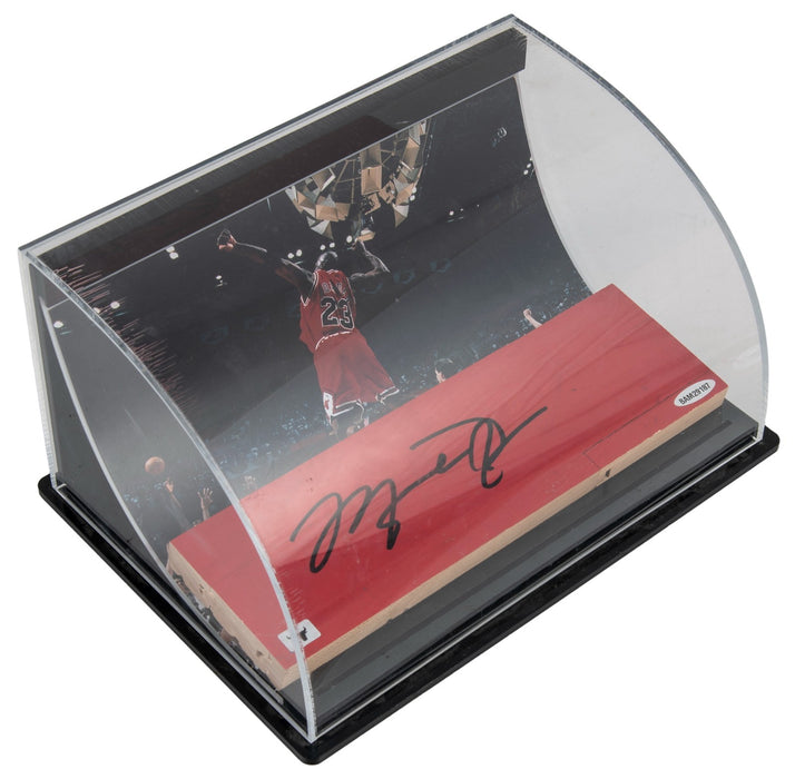 Beautiful Michael Jordan Signed Bulls Game Used Floor Display UDA & Beckett COA