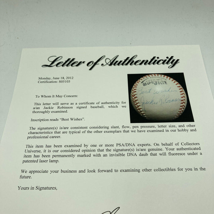 Jackie Robinson Single Signed Baseball One Of The Finest In Existence PSA DNA