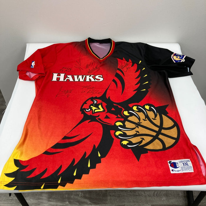 Dikembe Mutombo Multi Signed 1996 Atlanta Hawks Game Shooting Shirt Beckett