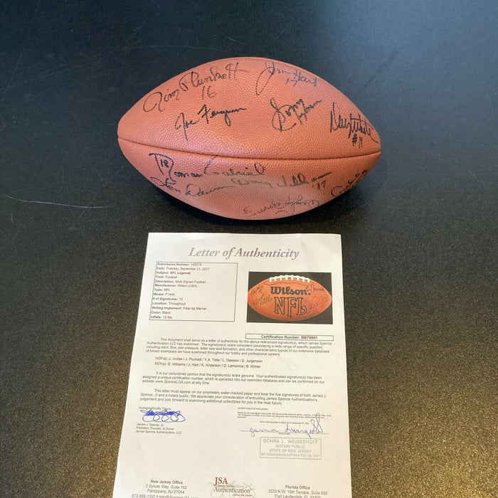 Johnny Unitas Sonny Jurgensen Quarterback Legends Signed Football JSA COA