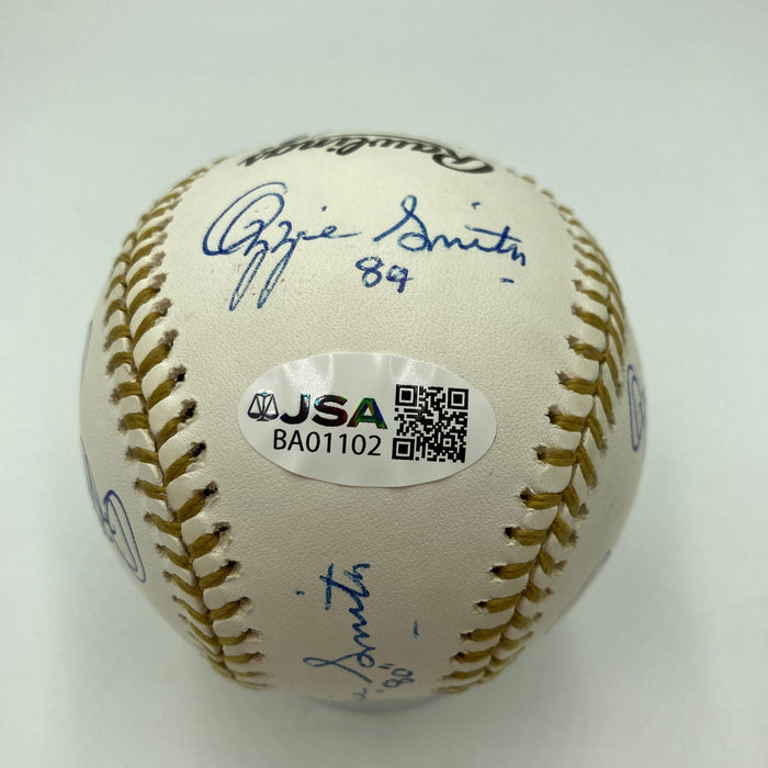 Incredible Ozzie Smith Gold Glove Signed Inscribed Baseball 13 Signatures! JSA