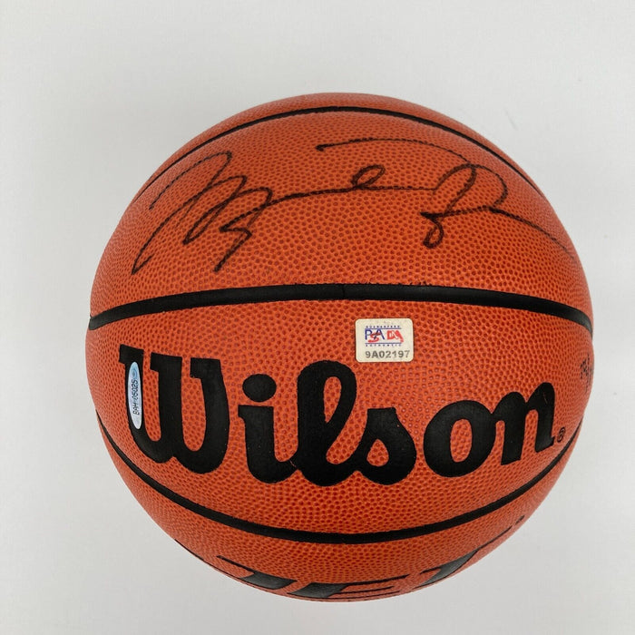 Michael Jordan Bill Russell Magic Johnson Larry Bird Signed Basketball UDA & PSA