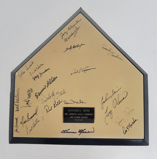 1965 Minnesota Twins American League Champs Team Signed Home Plate Beckett