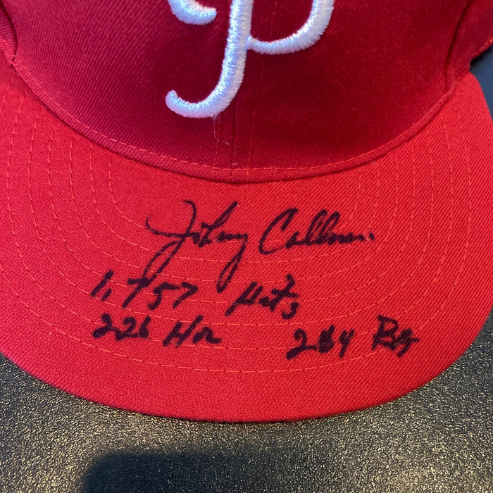 Johnny Callison 1757 Hits Signed Inscribed Philadelphia Phillies Hat JSA COA