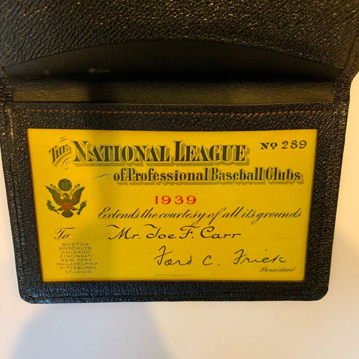 Joe Carr Personal Original National League Baseball Pass From 1939 Season