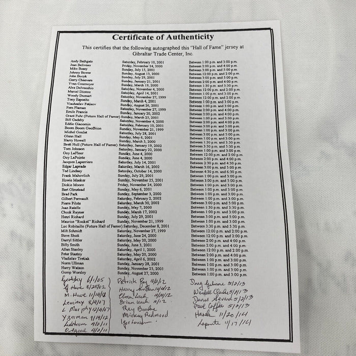 NHL Hall Of Fame Signed Hockey Jersey With 75 Signatures! Wayne Gretzky JSA COA