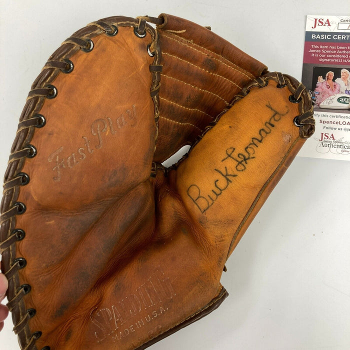 Buck Leonard Signed Spalding 1940's Game Model Baseball Glove JSA COA