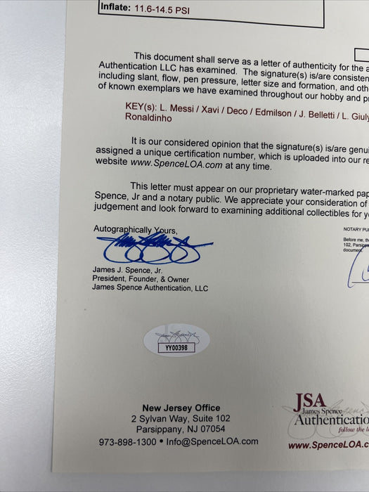 Lionel Messi 2006 FC Barcelona UEFA Champions Team Signed Soccer Ball JSA COA