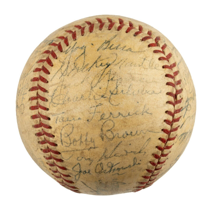 1951 Yankees World Series Champs Team Signed Baseball Mickey Mantle Rookie JSA