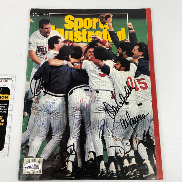 1991 Minnesota Twins World Series Champs Signed Sports Illustrated Magazine JSA