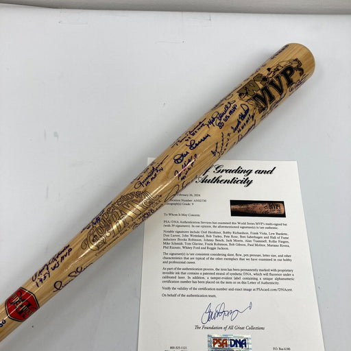 Beautiful World Series MVP's Multi Signed Bat 39 Sigs PSA DNA Graded 9 MINT