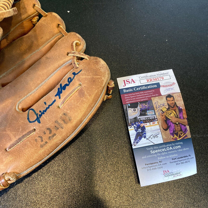 Jimmie Hall Signed 1960's Game Model Baseball Glove 1969 Chicago Cubs JSA COA
