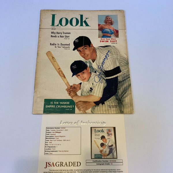 Joe Dimaggio Signed 1949 Look Magazine JSA Graded 10 GEM MINT Auto