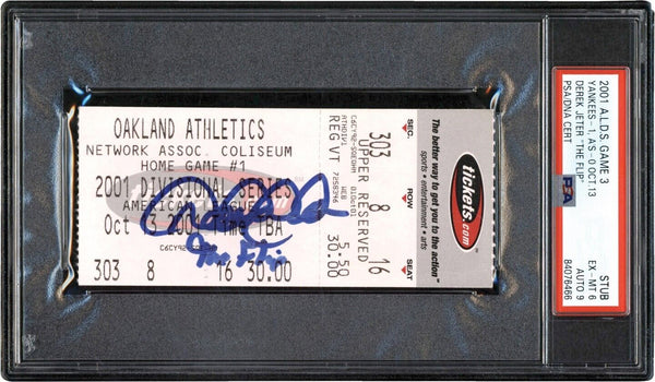 2001 Derek Jeter "The Flip" Signed & Inscribed ALDS Game 3 Ticket PSA 9 POP 1