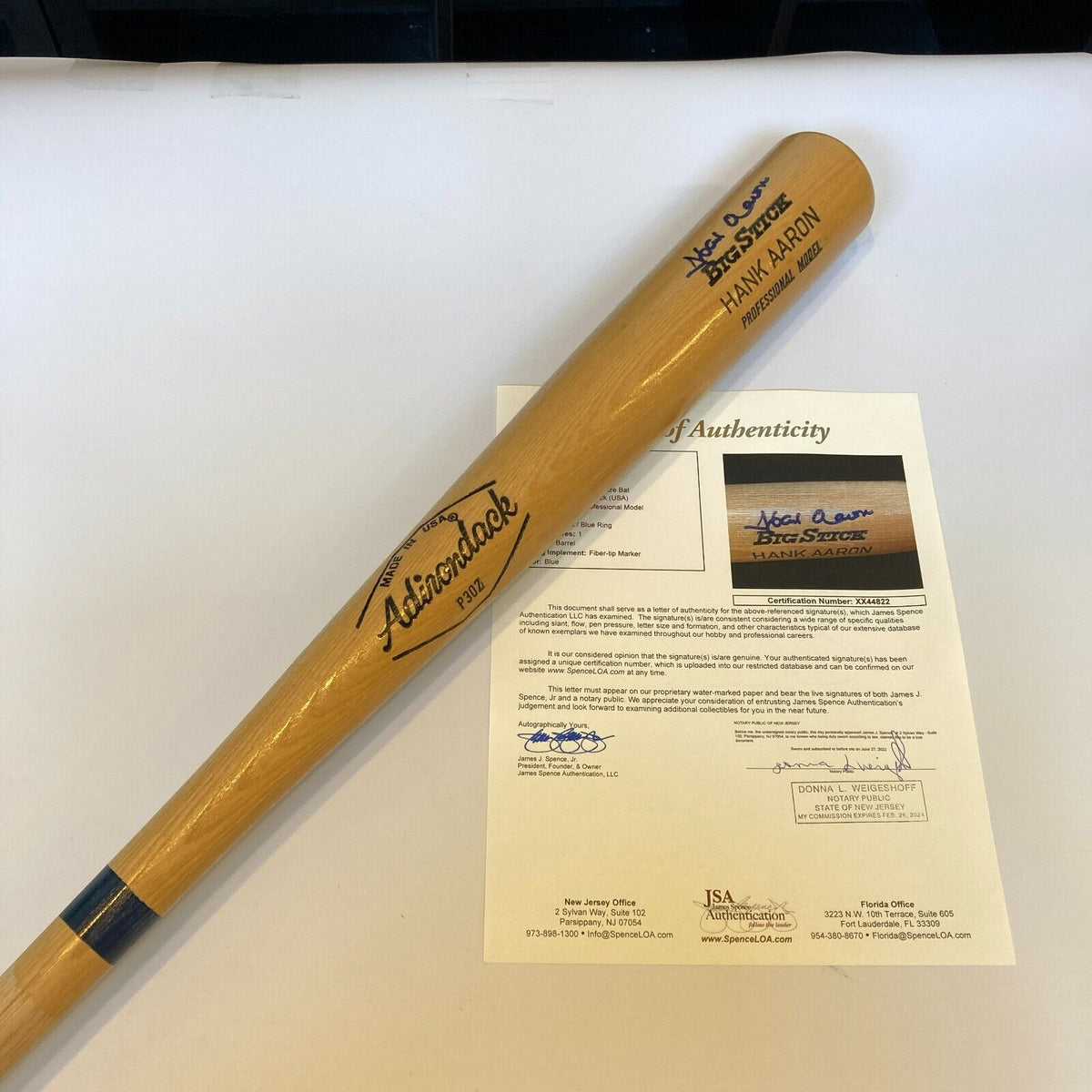 Hank Aaron Signed Adirondack Big Stick Game Model Bat JSA COA — Showpieces  Sports