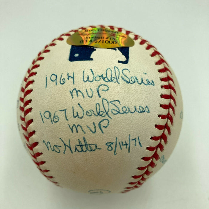 Bob Gibson Signed Heavily Inscribed Career STAT Baseball Reggie Jackson COA