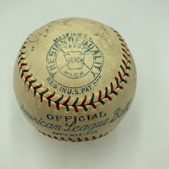 Goose Goslin, Sam Rice, Bucky Harris 1928 Senators & Indians Signed Baseball JSA