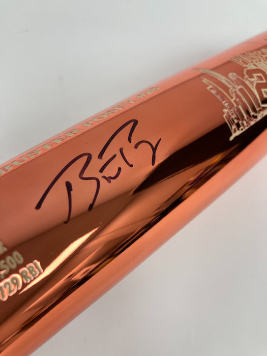 Buster Posey Chrome Splash Art Signed Career Stat Bat MLB Authenticated