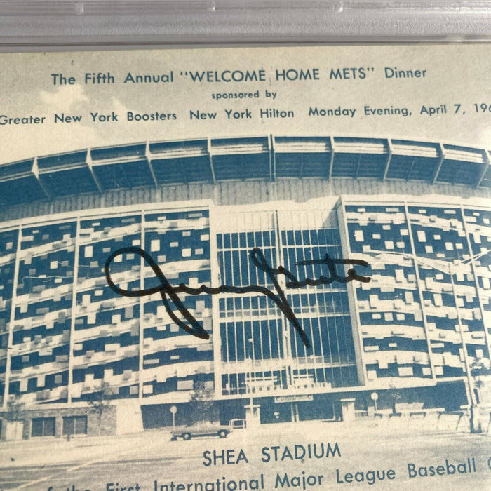 Jerry Grote Signed 1969 New York Mets Shea Stadium Postcard PSA DNA RARE