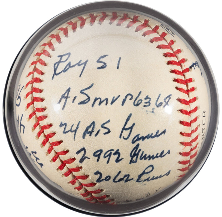 Willie Mays Signed Heavily Inscribed Career STAT Baseball Beckett MINT 9 & JSA