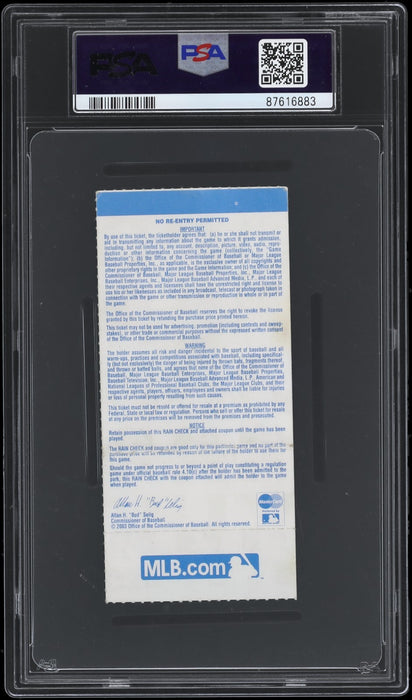 Aaron Boone Signed 2003 ALCS Game 7 Walk Off Home Run Ticket PSA DNA GEM MINT 10