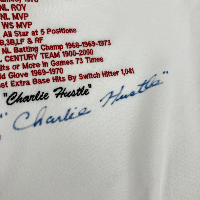 Pete Rose "Hit King #4256 Charlie Hustle" Signed Cincinnati Reds Jersey JSA COA