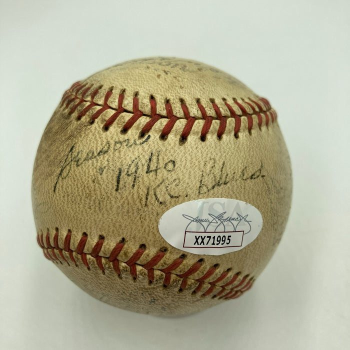 Phil Rizzuto 1940 Kansas City Blues Rookie Minor League Team Signed Baseball JSA