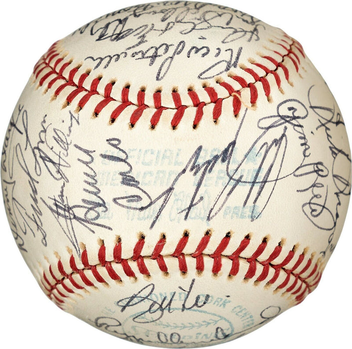 Beautiful Vintage 1975 Boston Red Sox Champs Team Signed Baseball PSA DNA & JSA