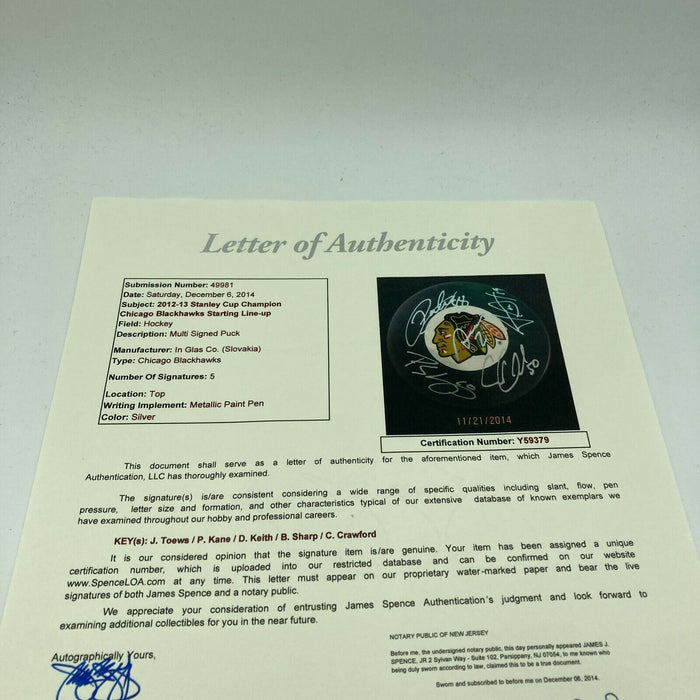 2012-13 Chicago Blackhawks Stanley Cup Team Signed Hockey Puck JSA COA