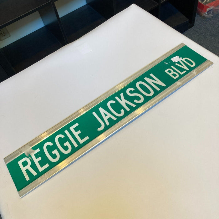 Reggie Jackson Signed 6x30 Street Sign Reggie Jackson BLVD JSA COA